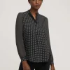 Cheap Anne Klein Long Sheer Sleeve Poet Blouse Black/White