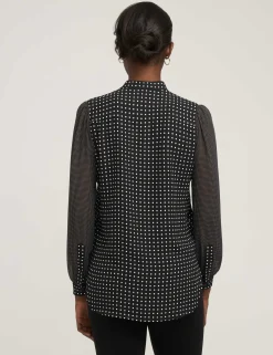 Cheap Anne Klein Long Sheer Sleeve Poet Blouse Black/White