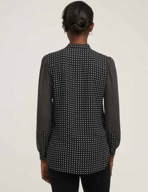 Cheap Anne Klein Long Sheer Sleeve Poet Blouse Black/White