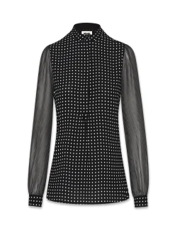 Cheap Anne Klein Long Sheer Sleeve Poet Blouse Black/White