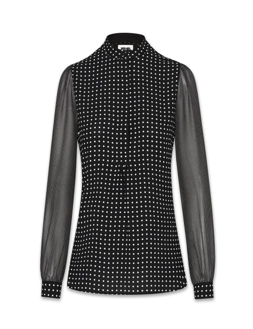 Cheap Anne Klein Long Sheer Sleeve Poet Blouse Black/White