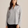 Best Sale Anne Klein Long Sleeve Collared Button Front Shirt Anne Blk/Anne Wht