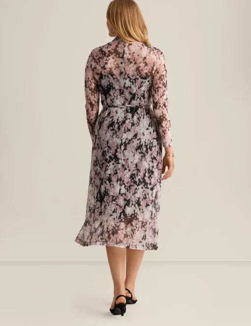 Best Anne Klein Long Sleeve Mock Neck Midi Dress Anne Black Multi