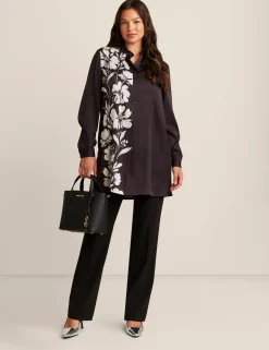 Sale Anne Klein Long Sleeve Popover Tunic Blouse Anne Black Multi