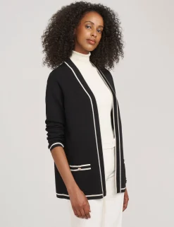Discount Anne Klein Malibu Cardigan With Tipping Anne Black/ Anne White