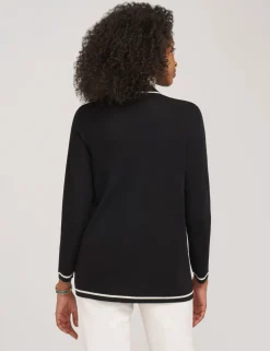 Discount Anne Klein Malibu Cardigan With Tipping Anne Black/ Anne White