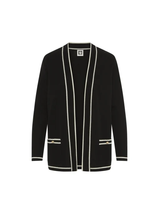 Discount Anne Klein Malibu Cardigan With Tipping Anne Black/ Anne White