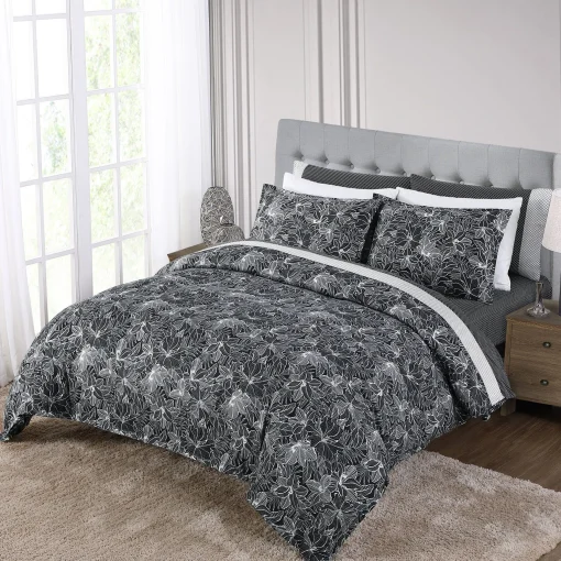 New Anne Klein Marlo Comforter Set Black/White
