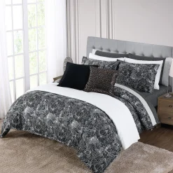 New Anne Klein Marlo Comforter Set Black/White