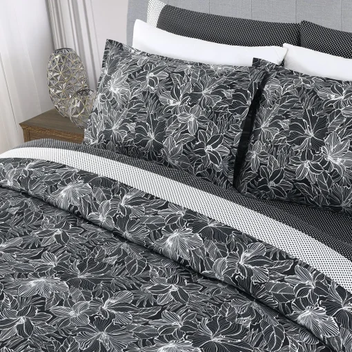 New Anne Klein Marlo Comforter Set Black/White