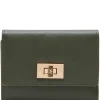 Fashion Anne Klein Medium Flap Wallet With Enamel Turn Lock