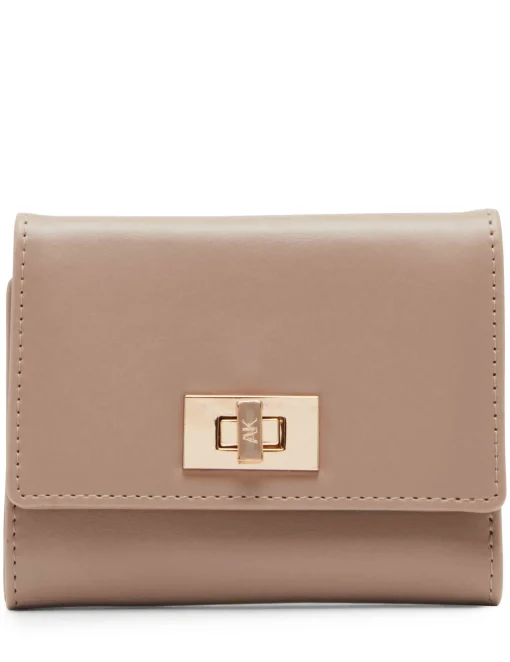 New Anne Klein Medium Flap Wallet With Enamel Turn Lock