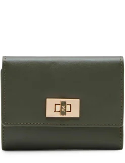 New Anne Klein Medium Flap Wallet With Enamel Turn Lock