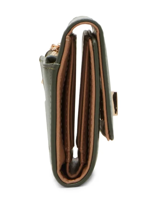 New Anne Klein Medium Flap Wallet With Enamel Turn Lock