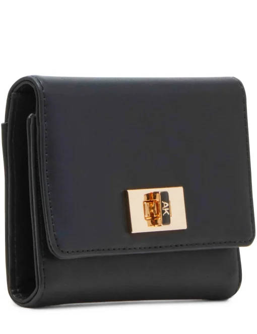 New Anne Klein Medium Flap Wallet With Enamel Turn Lock