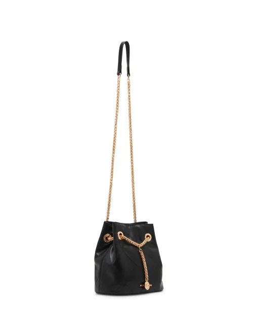 Fashion Anne Klein Mini Stitched Quilted Bucket Black