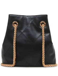 Fashion Anne Klein Mini Stitched Quilted Bucket Black