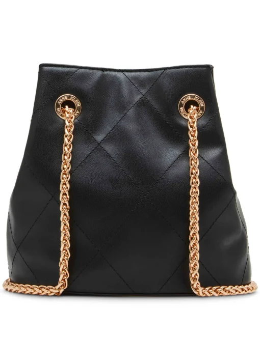 Fashion Anne Klein Mini Stitched Quilted Bucket Black