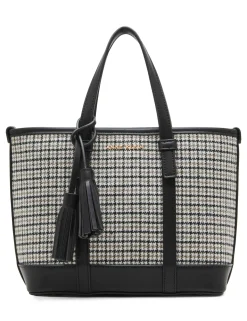 Outlet Anne Klein Mini Tote In Micro Houndstooth W/ Detachable Pouch Black