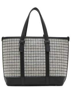 Outlet Anne Klein Mini Tote In Micro Houndstooth W/ Detachable Pouch Black