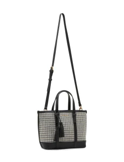 Outlet Anne Klein Mini Tote In Micro Houndstooth W/ Detachable Pouch Black