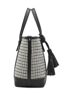 Outlet Anne Klein Mini Tote In Micro Houndstooth W/ Detachable Pouch Black