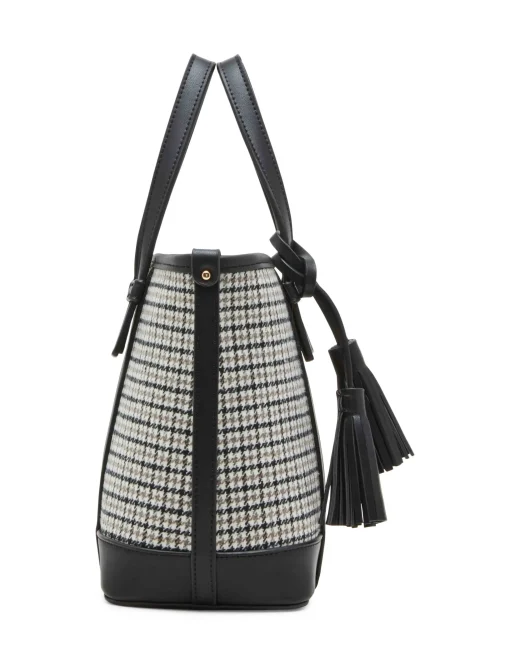 Outlet Anne Klein Mini Tote In Micro Houndstooth W/ Detachable Pouch Black