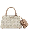 New Anne Klein Mini Triple Compartment Crossbody In Tonal Tile Lion Logo
