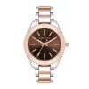 Cheap Anne Klein Minimalist Contemporary Boyfriend Watch Brown/Silver-Tone/Rose Gold-Tone
