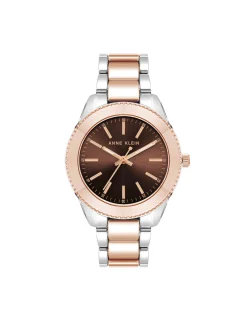 Cheap Anne Klein Minimalist Contemporary Boyfriend Watch Brown/Silver-Tone/Rose Gold-Tone
