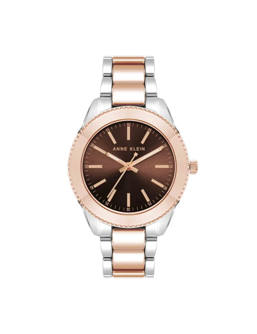 Cheap Anne Klein Minimalist Contemporary Boyfriend Watch Brown/Silver-Tone/Rose Gold-Tone