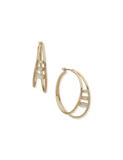 Store Anne Klein 40MM Baguette Multi Row Hoop Earrings