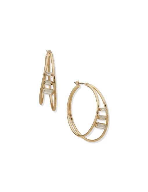 Store Anne Klein 40MM Baguette Multi Row Hoop Earrings