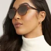 Outlet Anne Klein Mocha Two-Tone Metal Square Sunglasses