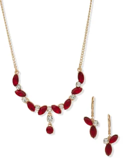 Store Anne Klein Navette Stone Necklace/Earring Set