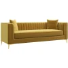 Outlet Anne Klein Nizzoli Yellow Mustard 91" Velvet Sofa