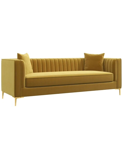 Outlet Anne Klein Nizzoli Yellow Mustard 91" Velvet Sofa