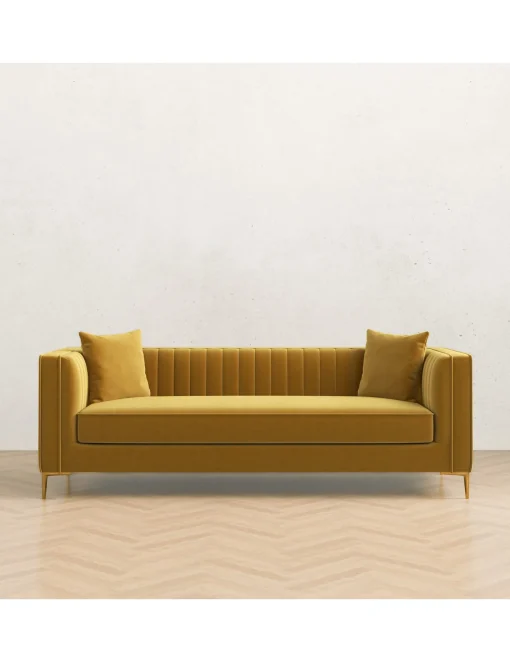 Outlet Anne Klein Nizzoli Yellow Mustard 91" Velvet Sofa