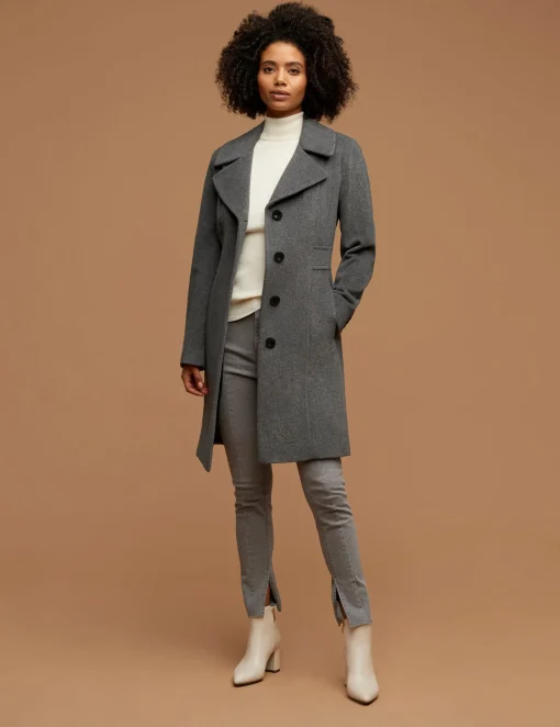 Discount Anne Klein Notch Collar Wool Coat