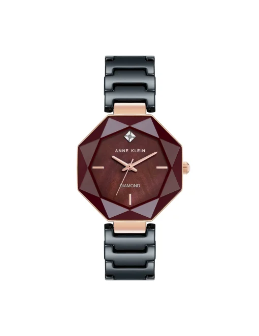 Hot Anne Klein Octagonal Ceramic Diamond Dial Bracelet Watch