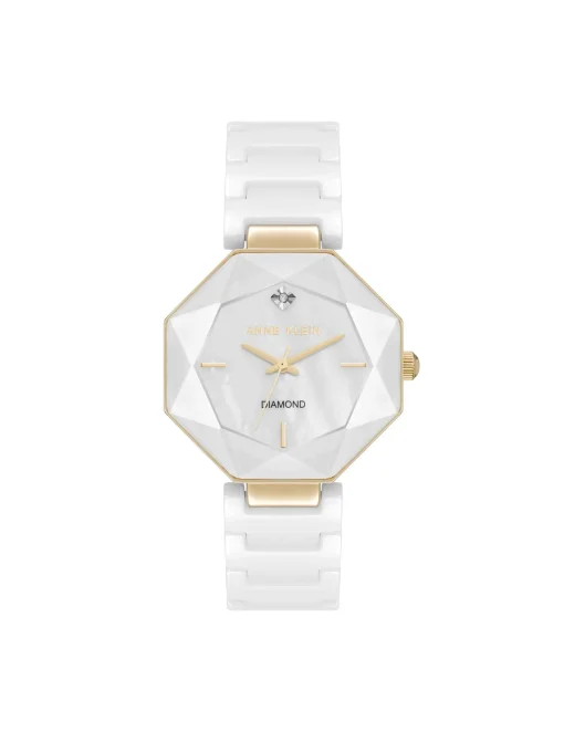 Hot Anne Klein Octagonal Ceramic Diamond Dial Bracelet Watch