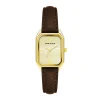 Flash Sale Anne Klein Octagonal Shaped Leather Strap Watch Gold-Tone/ Brown