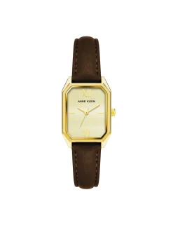 Best Sale Anne Klein Octagonal Shaped Leather Strap Watch