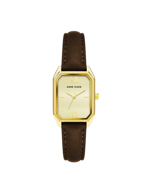 Best Sale Anne Klein Octagonal Shaped Leather Strap Watch