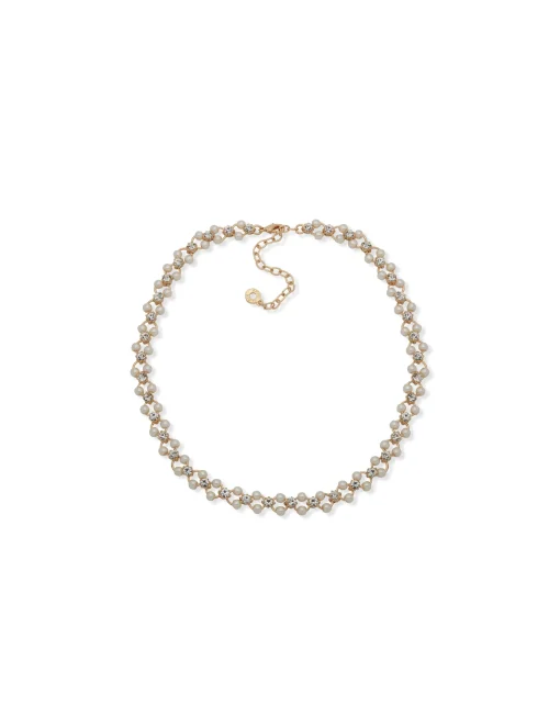 New Anne Klein Open Faux Pearl Station Collar Necklace