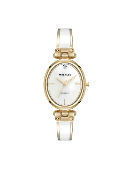 Outlet Anne Klein Oval Diamond Accented Bangle Watch