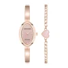 New Anne Klein Oval Gemstone Bangle Watch Set