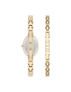 New Anne Klein Oval Gemstone Bangle Watch Set