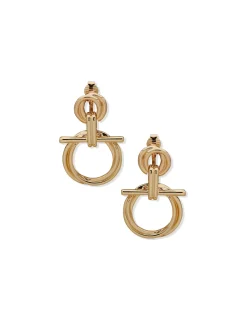 Shop Anne Klein Oval Knot Toggle Comfort Clip Earrings