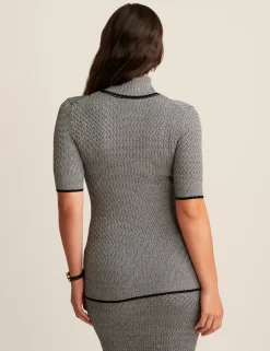 Clearance Anne Klein Patterned Turtleneck Anne Blk/Anne Wht